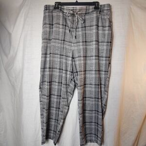 Ava & Viv Houndstooth Pants Black White Pull On Elastic Waist Plus Size 1X